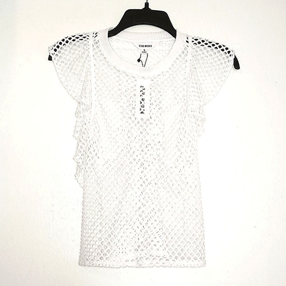 STEVE MADDEN WHITE LOUISE RUFFLE TOP